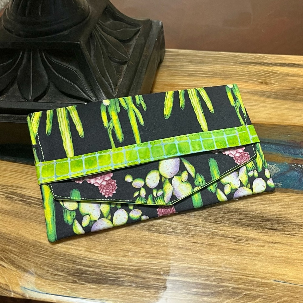 Desert Cactus Cash Envelope/Receipt holder Fabric Handmade Wallet